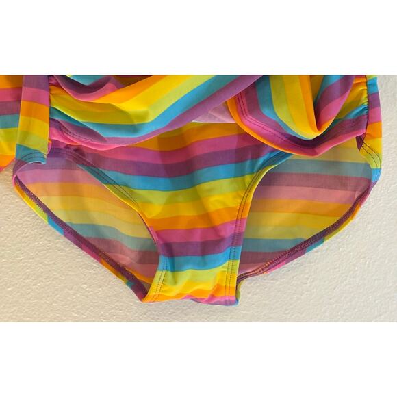 NEW | GIRLHOWDY Swimsuit One Piece Rainbow Stripe Halter Pin Up Retro NWT | 12 - Picture 7 of 8